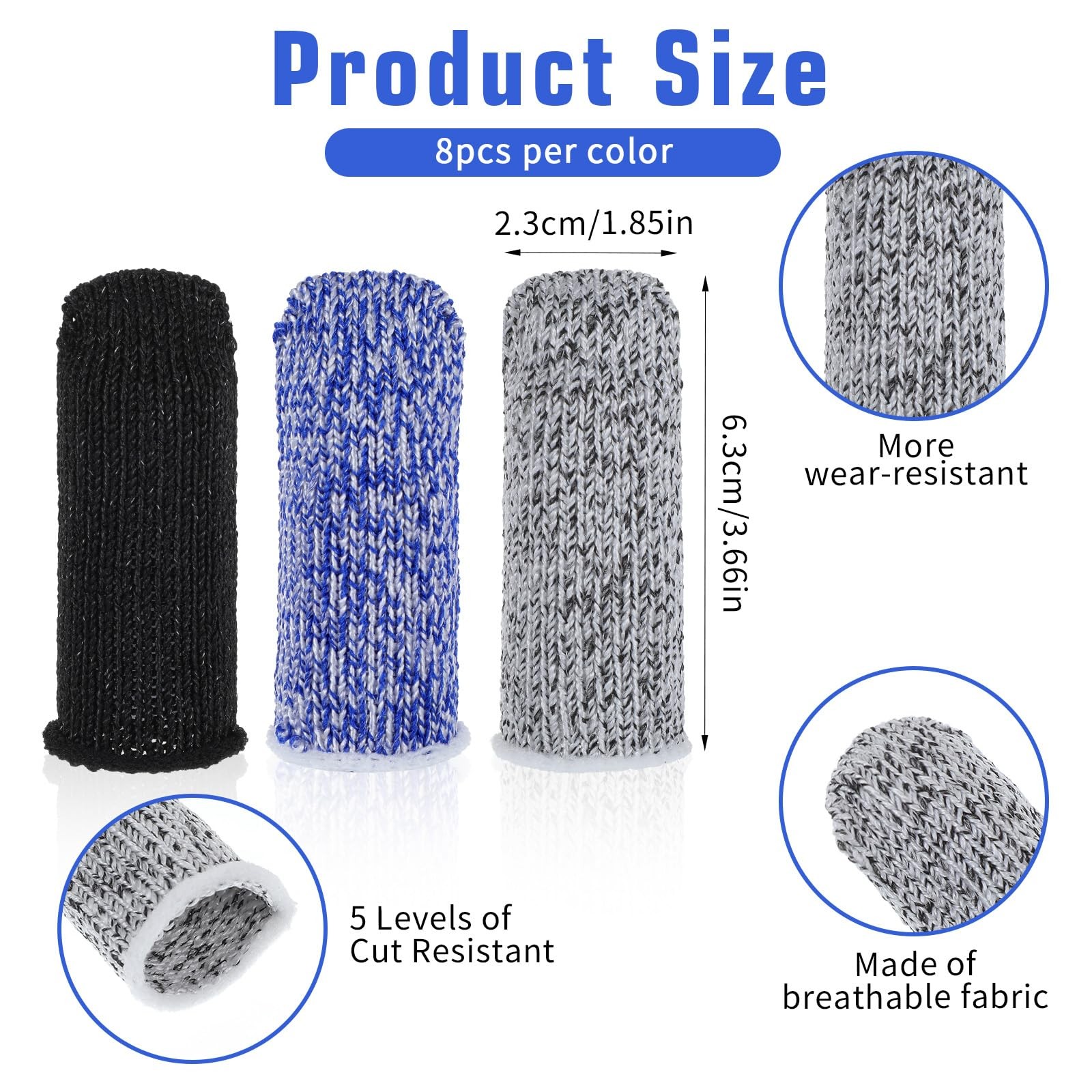 24PCS Finger Cut Resistant Protector Gloves Cots Breathable Reusable Durable