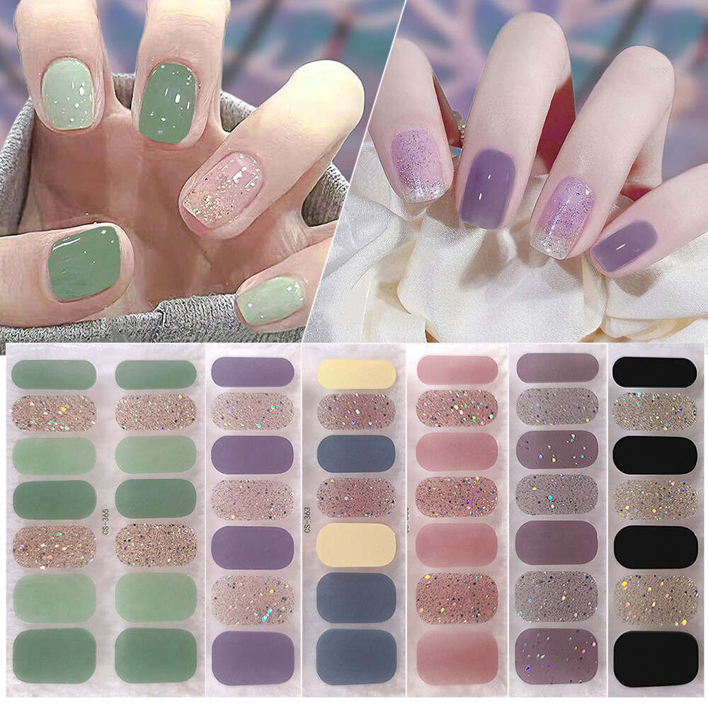 Full Size Nail Wraps Stickers Polish Toe Manicure Art Self Stick Decor 3D Decal