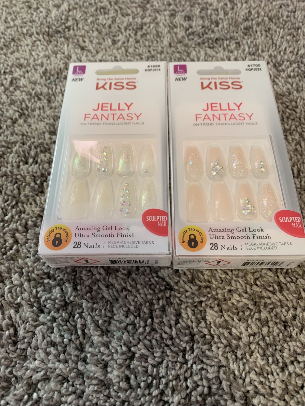 Kiss, Set Gems, Glitter, Pink, And White Lawn Length! Super Pretty!