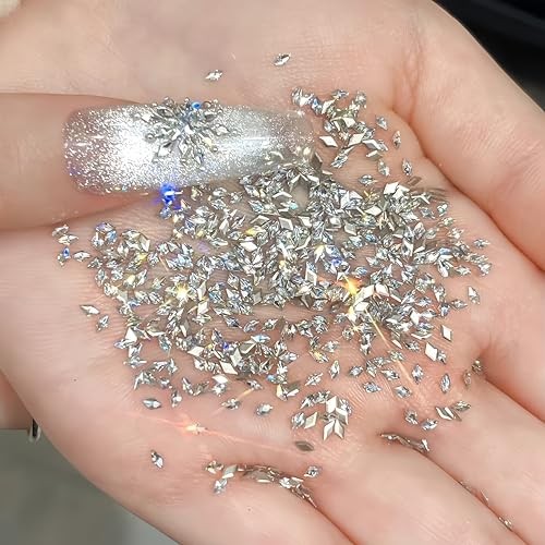 300Pcs 3mm Mini Rhombic Nail Art Charms Shiny Zircon Nail Art Rhinestones gray