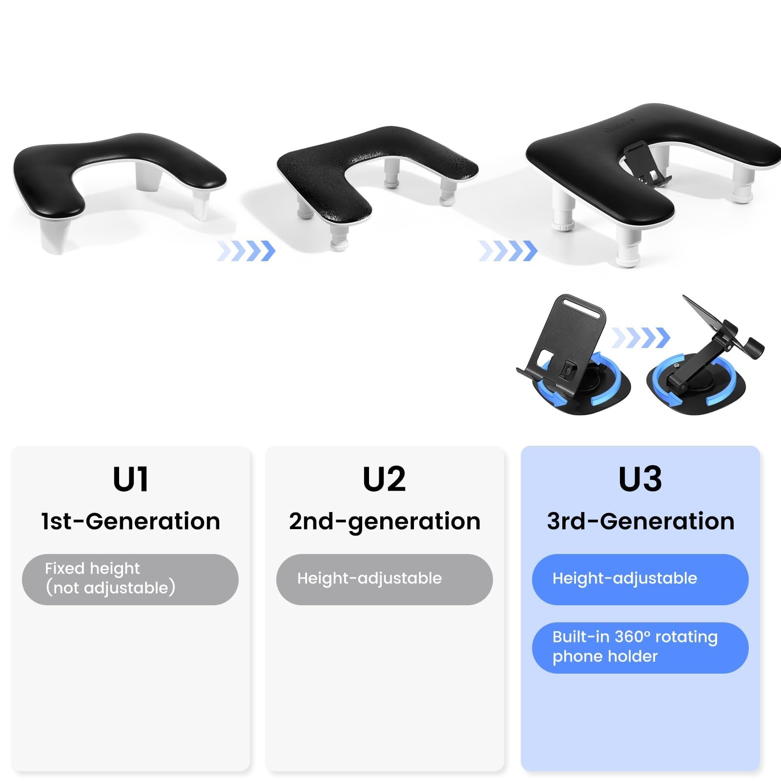 Adjustable Nail Tech Arm Rest with Rotating Phone Stand – U-Shaped Hand Pillow f