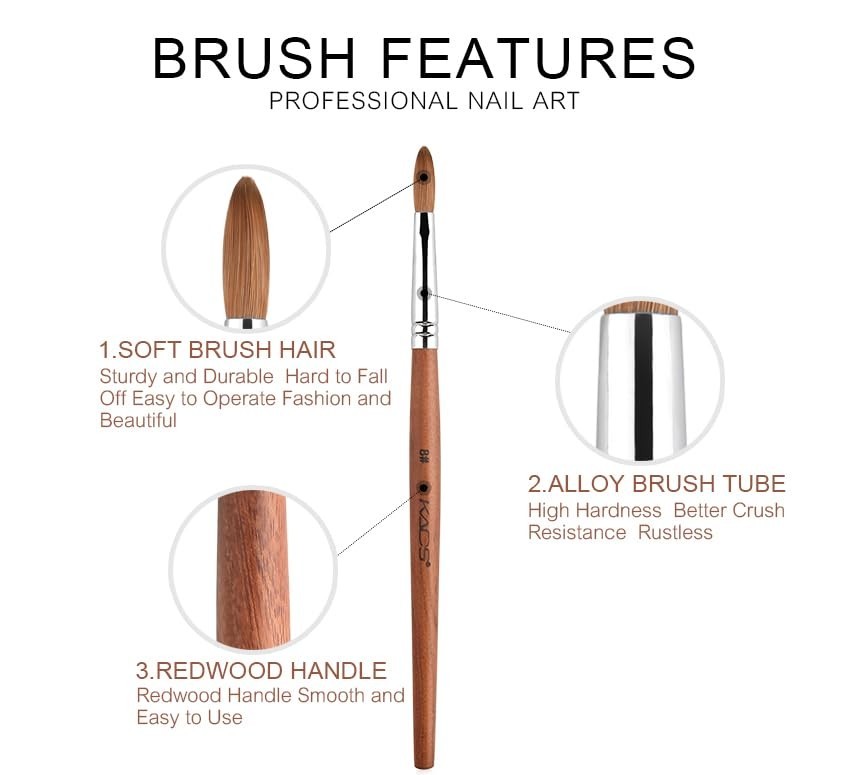 Red Wooden Nail Art Brush with Kolinsky Sable Hair for Precision Nail Designs