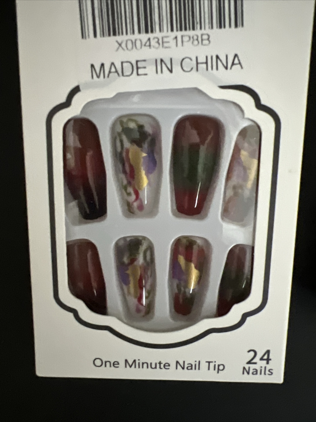 Lot 3 False Nail Sets Artificial Press On Glue Nails French Flames Swirl Pastel