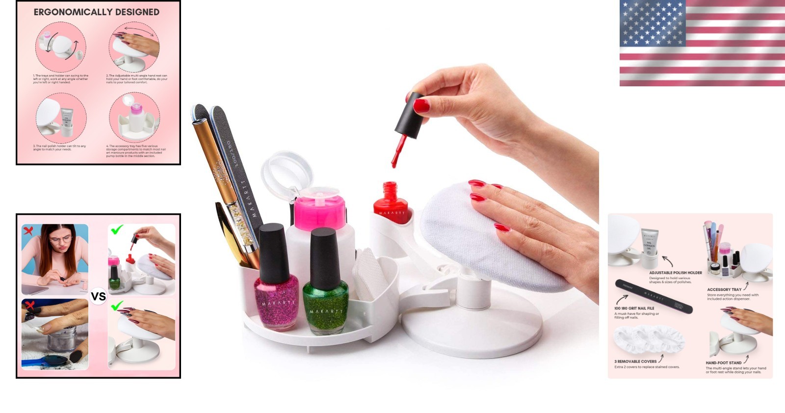 Adjustable Nail Polish Holder & Multi-Purpose Stand for Salon Quality Results