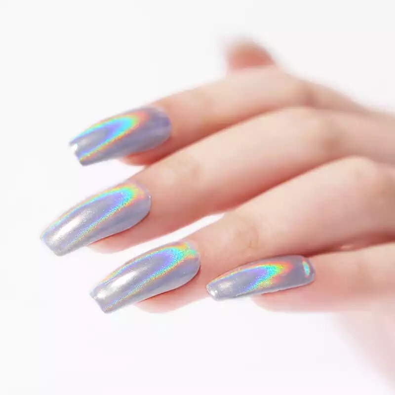Unicorn Nail Holographic Powder Silver Rainbow Glitter Ultra Fine Sparkle Effect