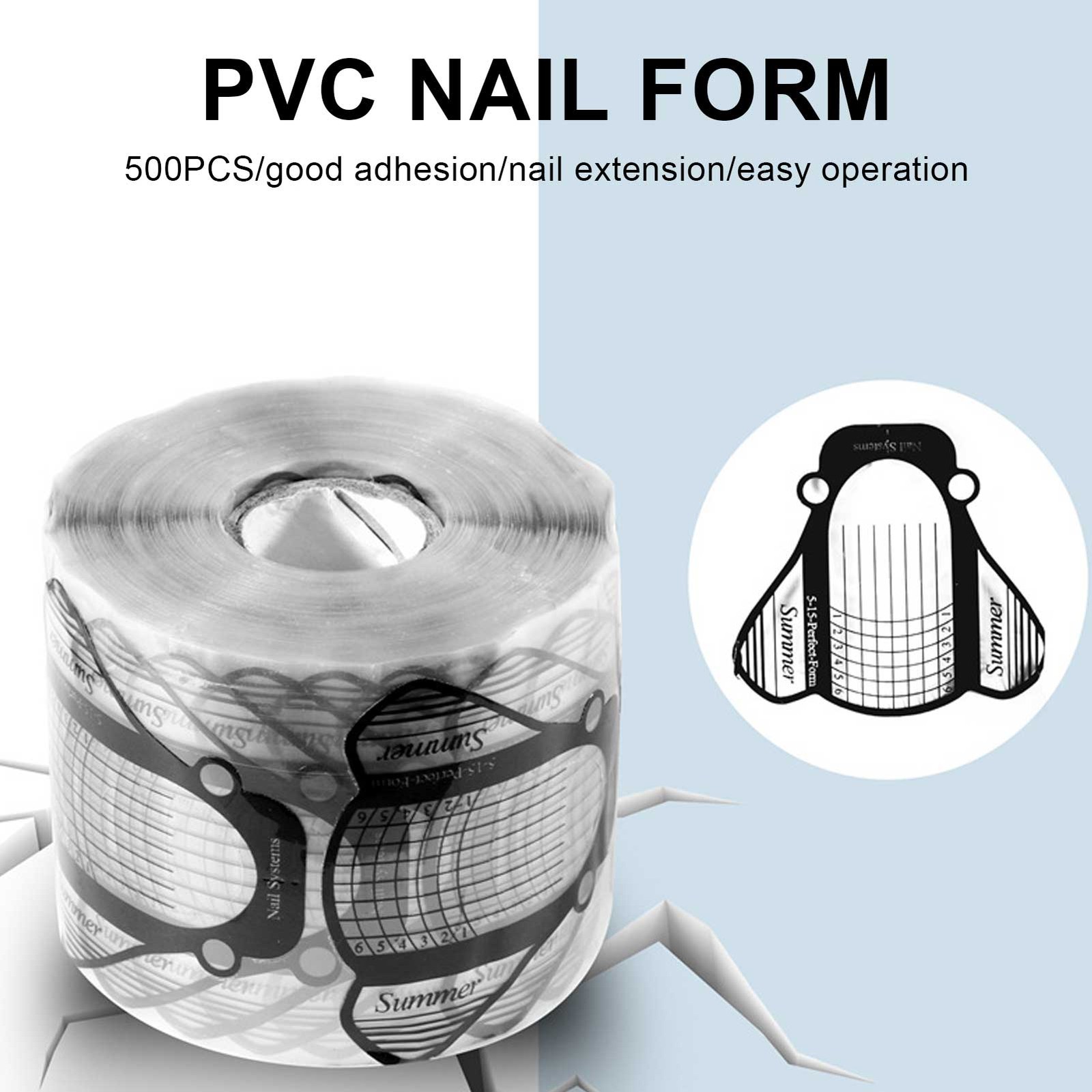 500pcs Nail Forms SelfAdhesive Nail Extension Sticker PVC Decoration Nail Art
