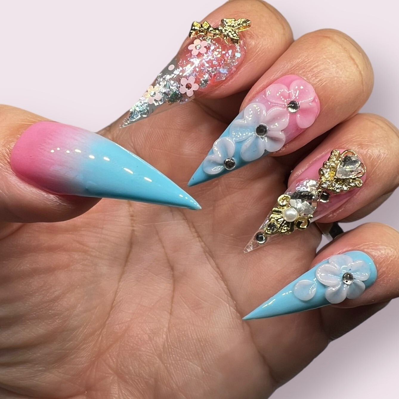 Luxurious Handmade Acrylic Press On Nails – A12 – High Quality & Reusable