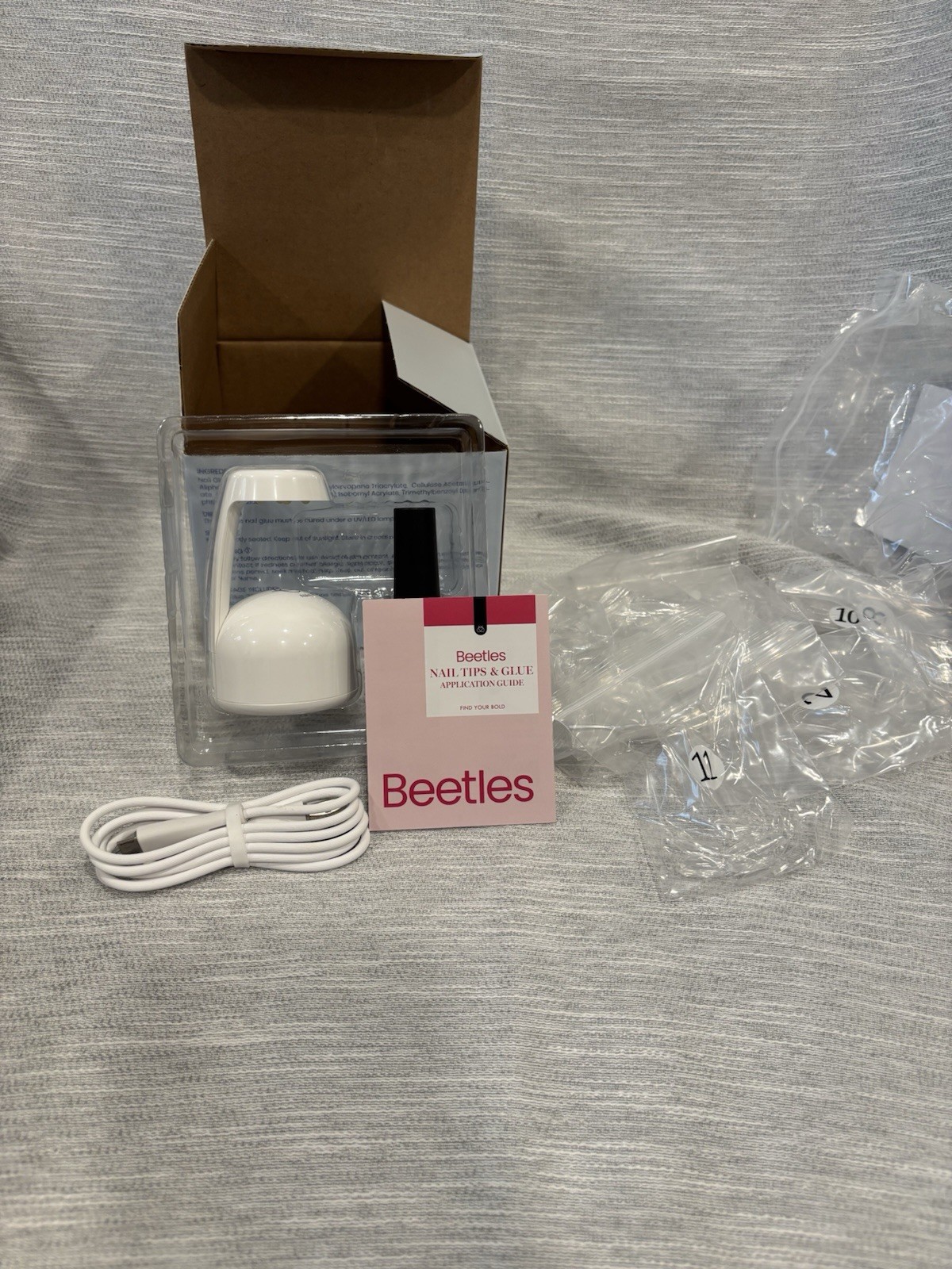 Beetles Light Blue Nails Tips & Glue Set Soak Off UV LED Cured Gel Nail Art