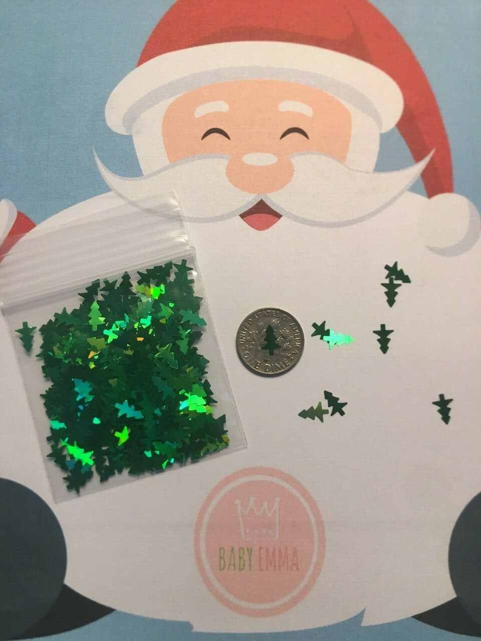 Holo Xmas TREE (Christmas Green) Glitter 10mm Nail Art Face Crafts DIY-US seller