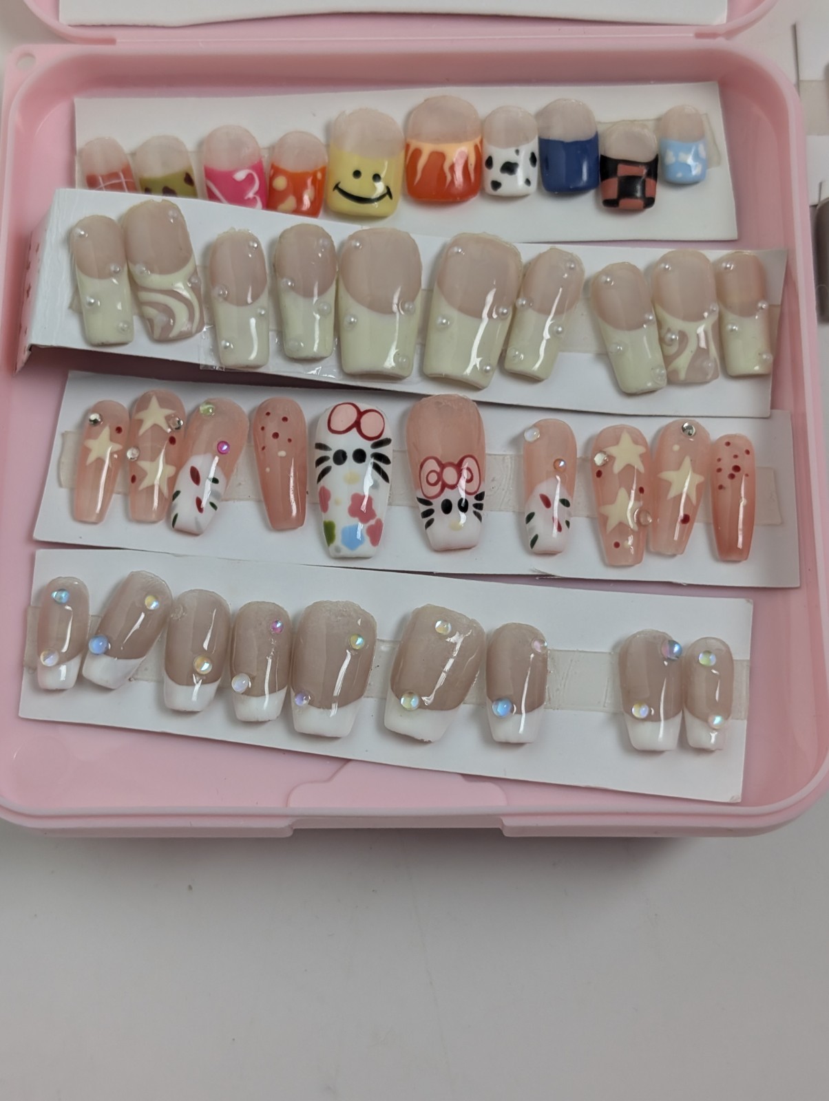 Mega Press-On Nail Lot & Organizer Case – Trendy Y2K, Sanrio Style, French Tip