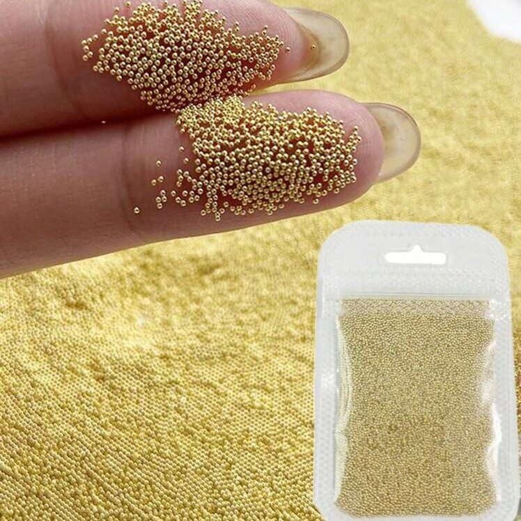 Gold Caviar Beads Alloy Mini Nail Beads Nail Art Charm Cute Nail Decorations …