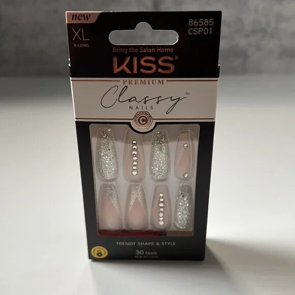 Kiss Premium Classy 30 Nails Trendy Shape Style Glue 86585 CSP01 Extra Long XL