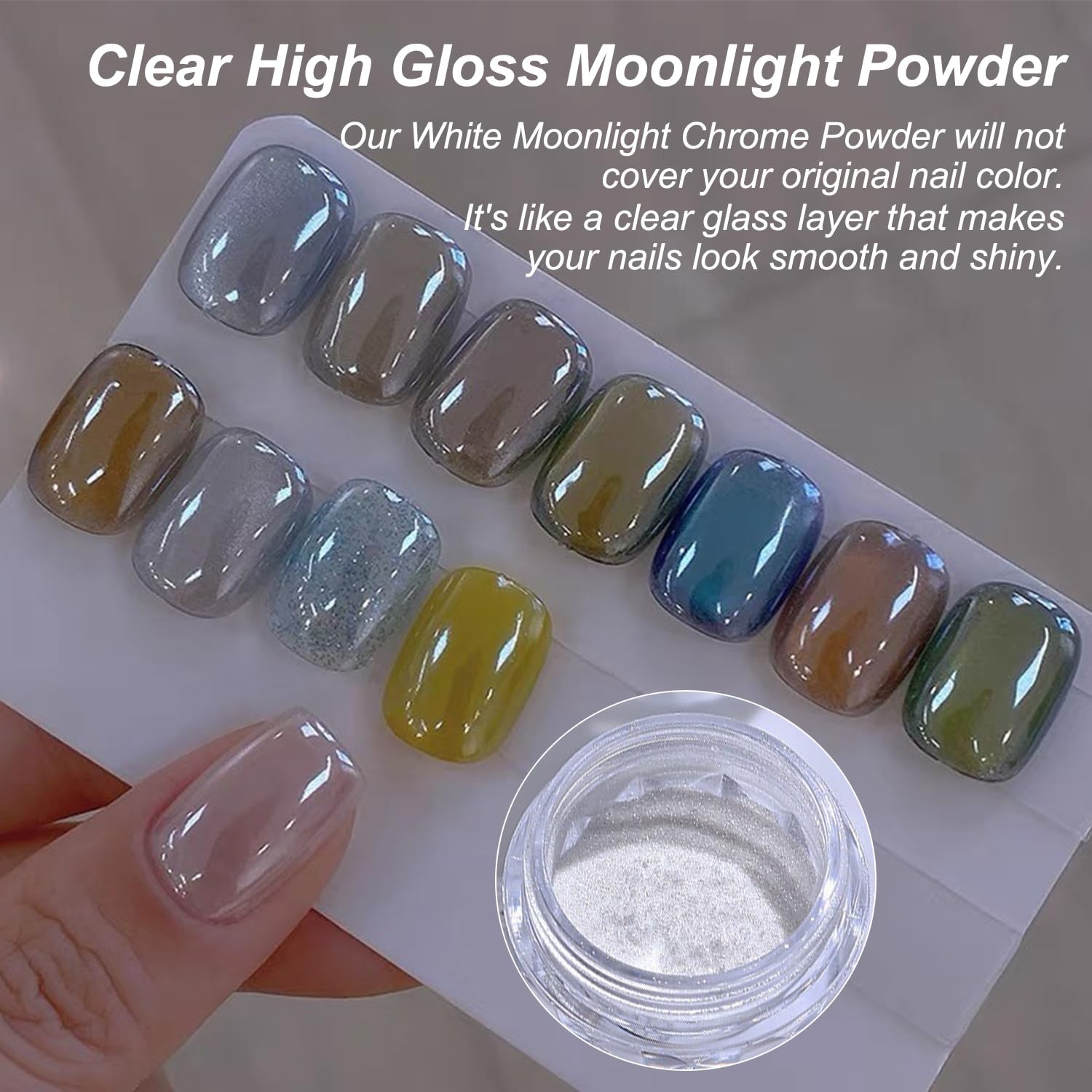 White Pearl Chrome Nail Powder for Gel Nails Clear Glazed Donut