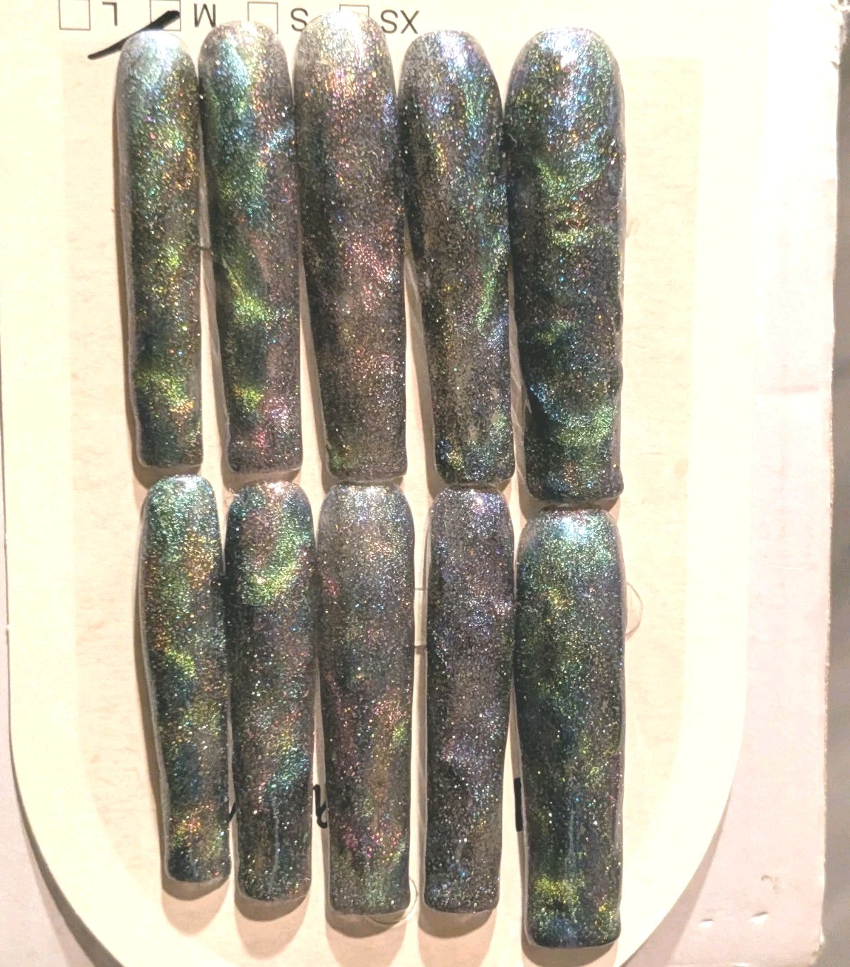 Women’s Handmade 10pc Cateye Shimmering Galaxy 3Xl Press On Nails Sz Medium