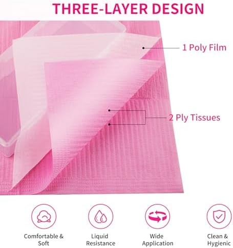 Nail Art Table Mat – Disposable Nail Paper Towels (50PCS) – Pink Waterproof 3-Pl