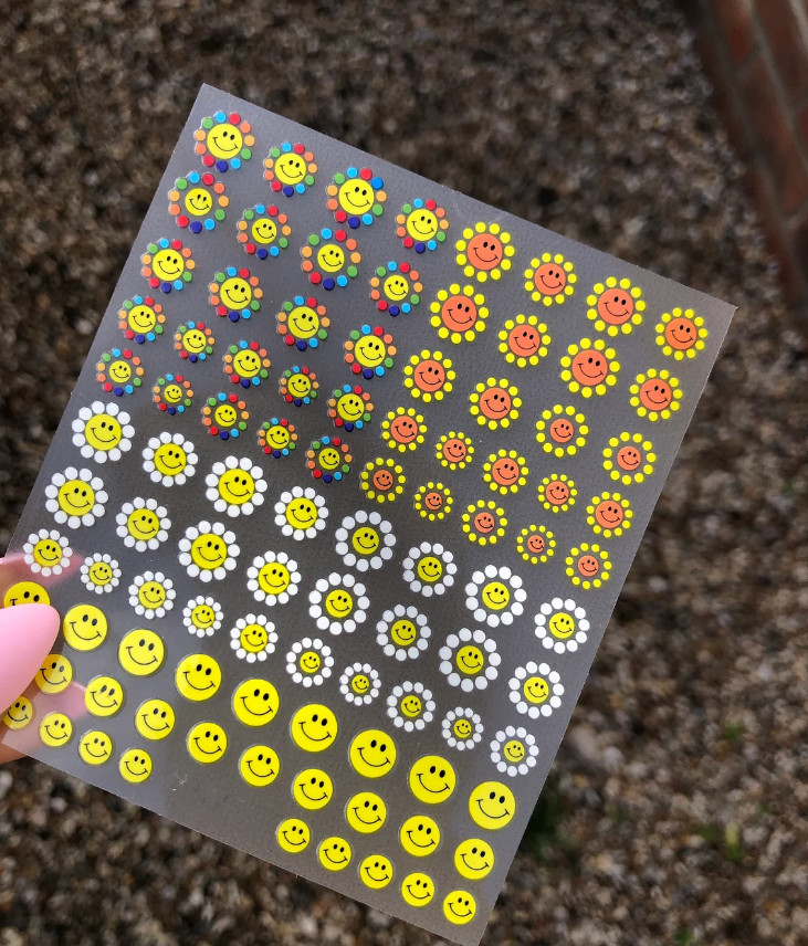 Flower Smiley Nail Art Stickers Decals Smile Happy Face 3D Self Adhesive NH20