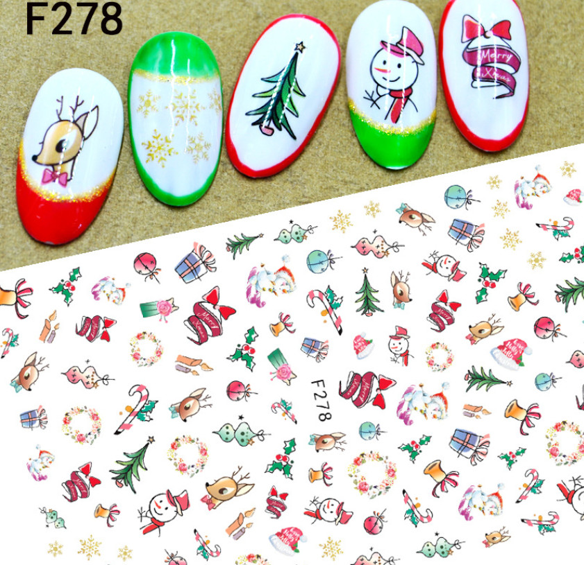 3D Nail Art Stickers Christmas Tree Ornaments Star Santa Reindeer Gift F278 NH14