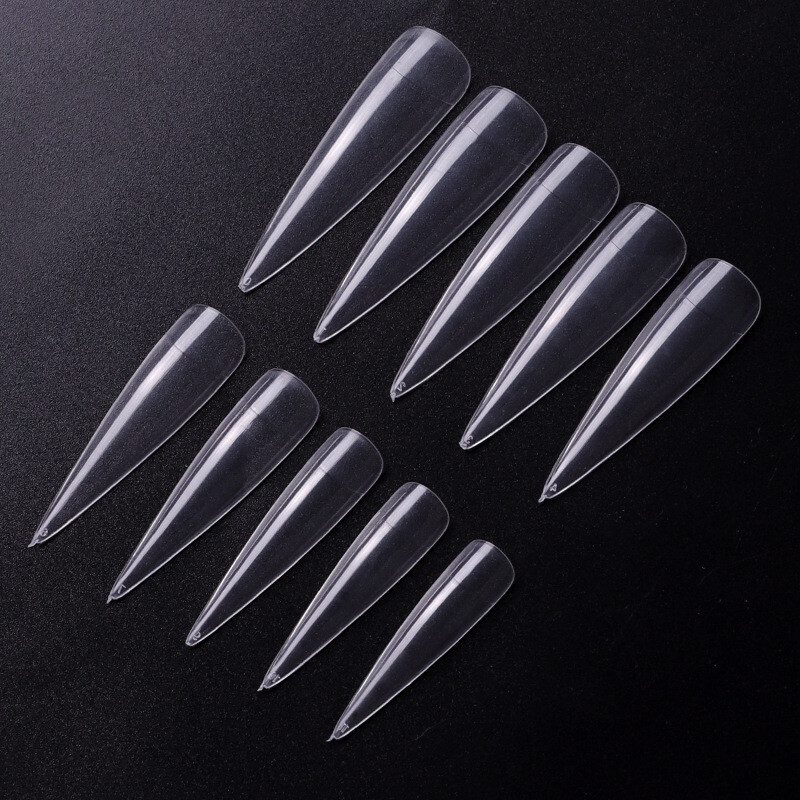 500 Pcs Long Stiletto Pointed False Nail Tips Half Nails Fake Tip Salon Manicure