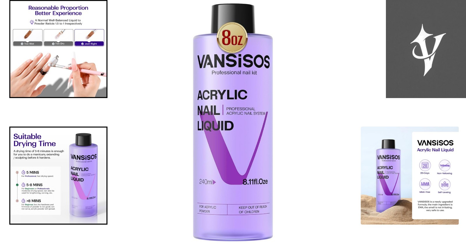 Professional Acrylic Nail Liquid 8oz – Safe, Low Odor & MMA-Free for Home Use
