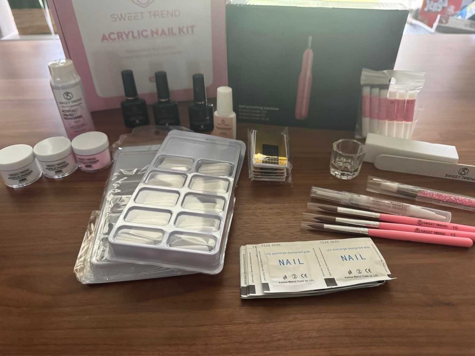 Acrylic Nail Kit with Drill: 20g Clear White Pink Acrylic Powder and Liquid Begi