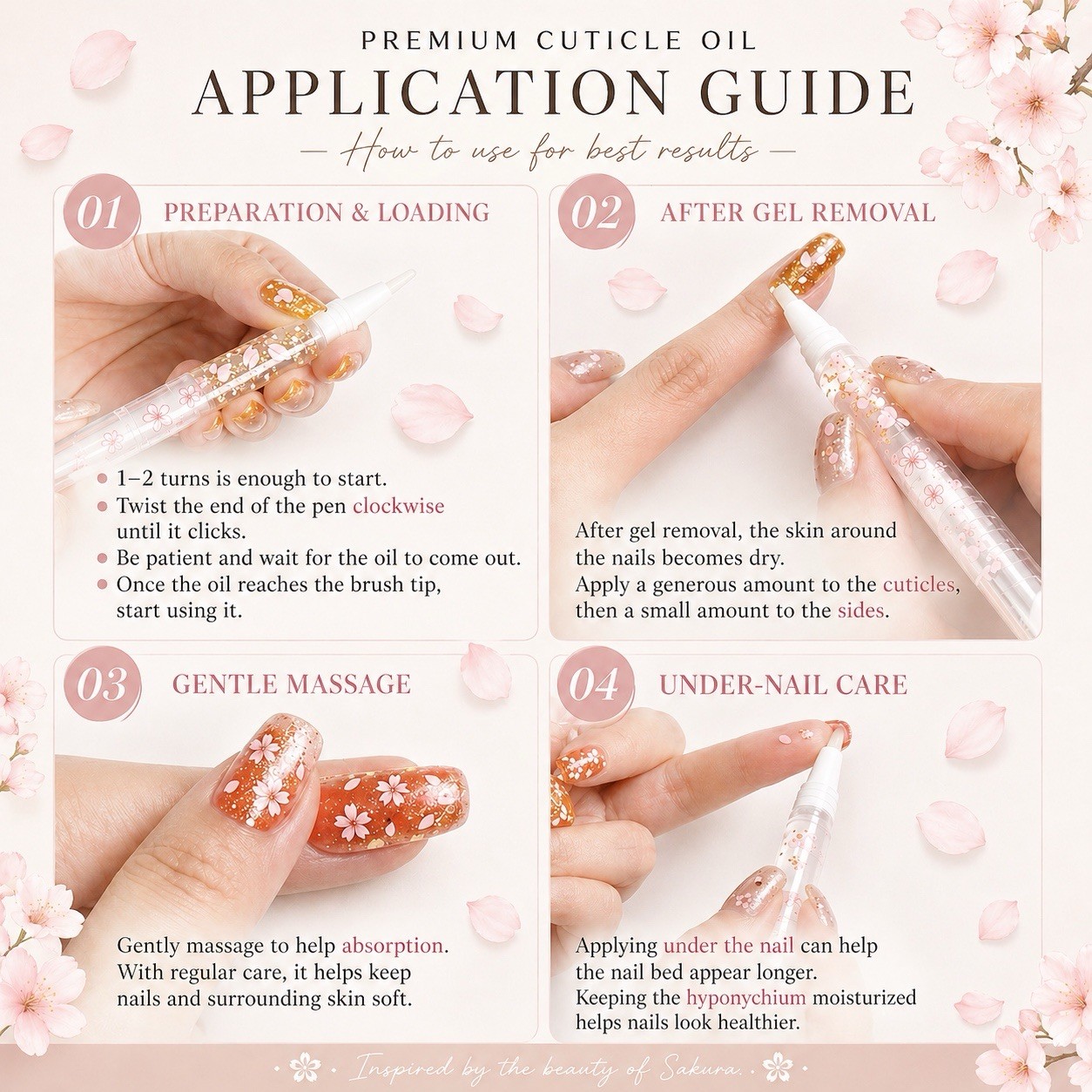 Hologram Sakura Flakes Nail Art Gift Set 8pcs Pink Floral Stickers Kawaii Japan