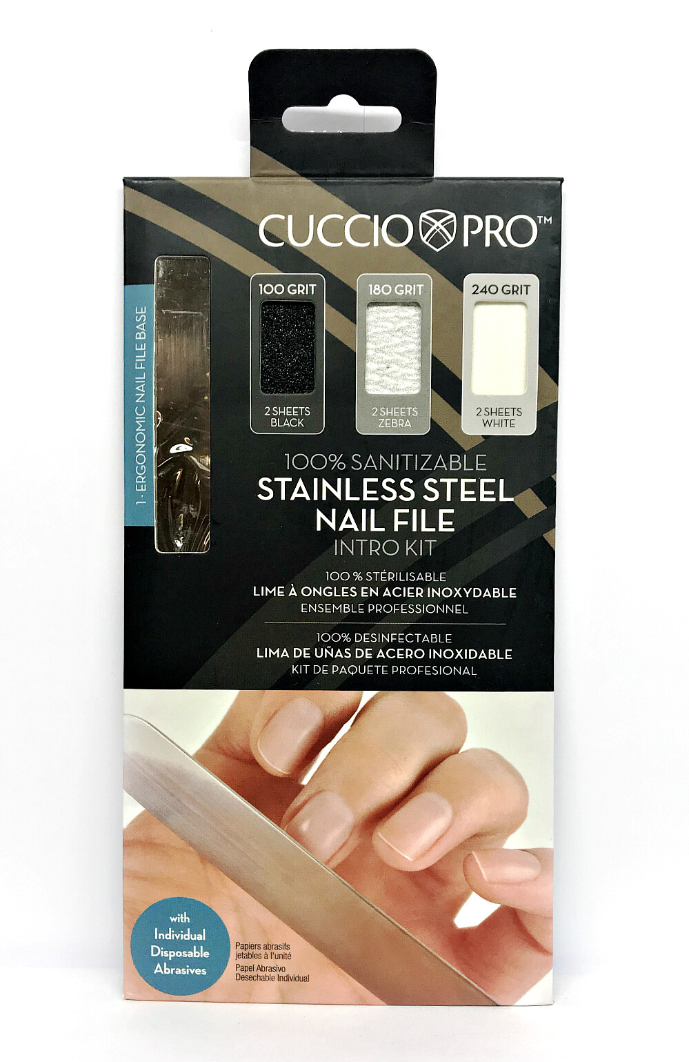 Cuccio Stainless Steel Nail File Intro Kit 100% Sanitizable