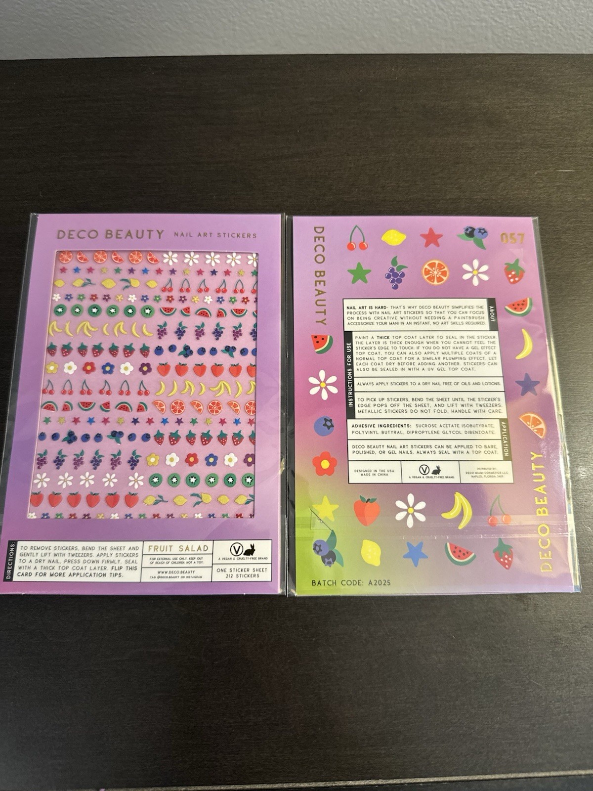 Deco Beauty Fruit Salad Nail Art Stickers 1 Sticker Sheet 212 Pieces NEW X2