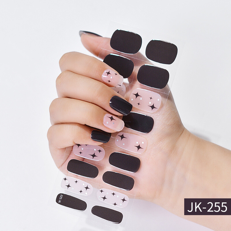 Gel Nail Sticker Semi Cured Gel Nail Strips Lasting Nail Sticker UV Lamp Needed