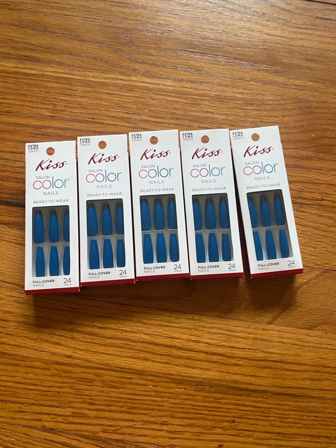 5-Pack KISS Salon Color Extra Long Ready-to-Wear Full-Cover Press-On Nails in Bl