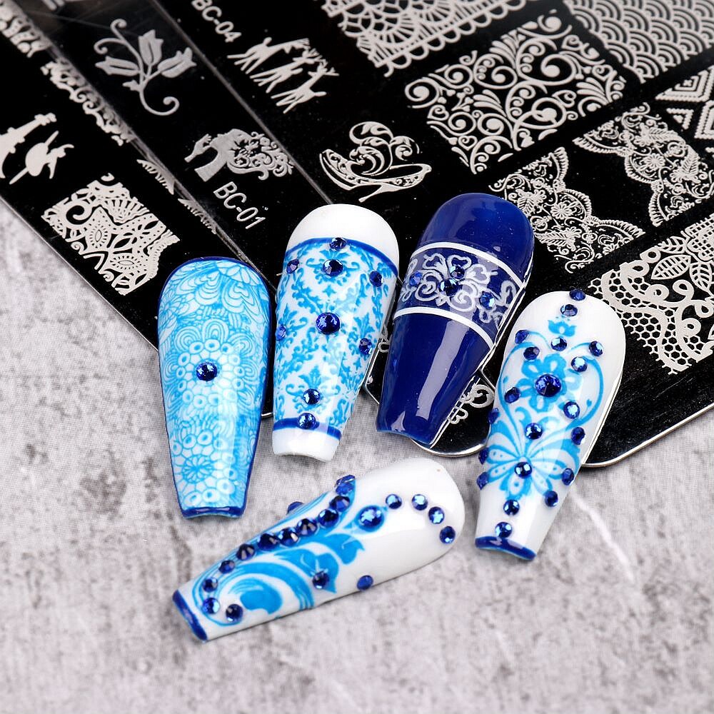 Lace Pattern Mandala Floral Nail Stamping Plates Mesh Web Nail Metal Templates