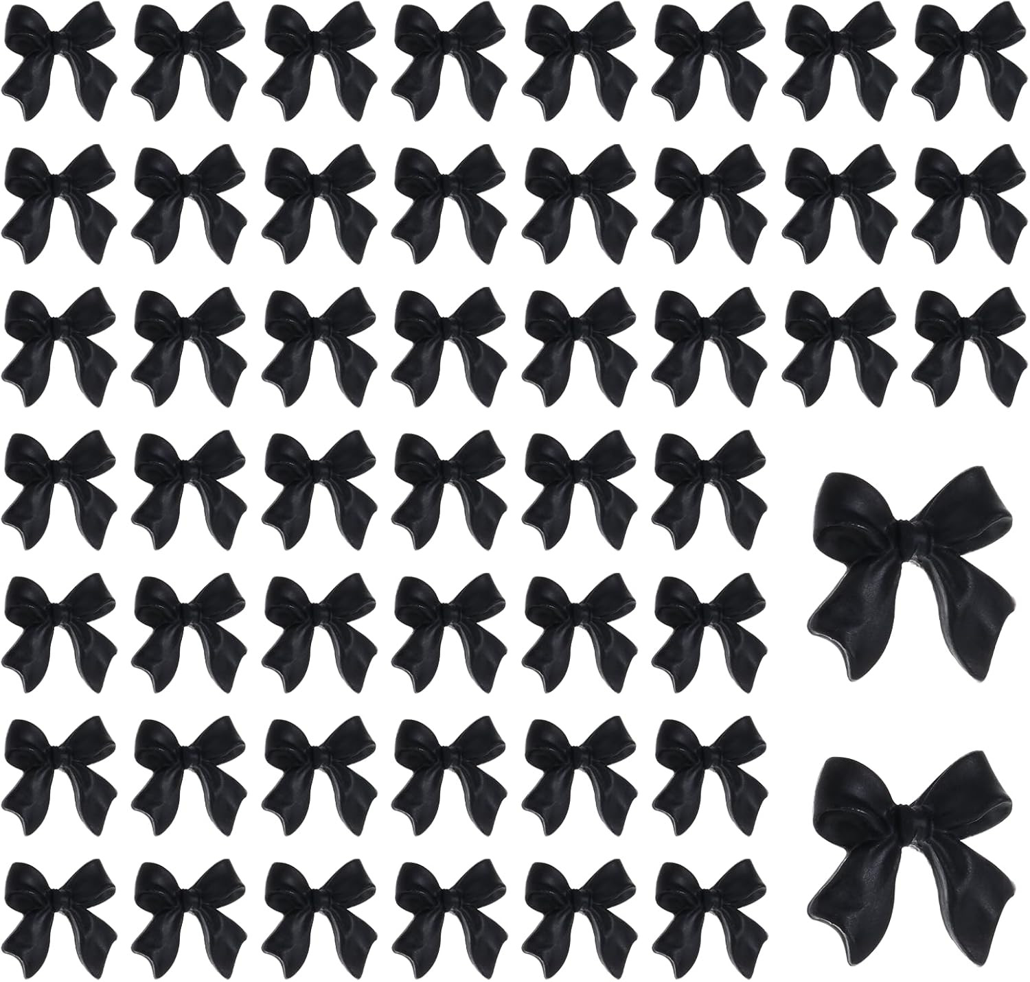 50pcs 3D Bow Nail Charms Black Resin Rhinestone Nail Art DIY Decorations