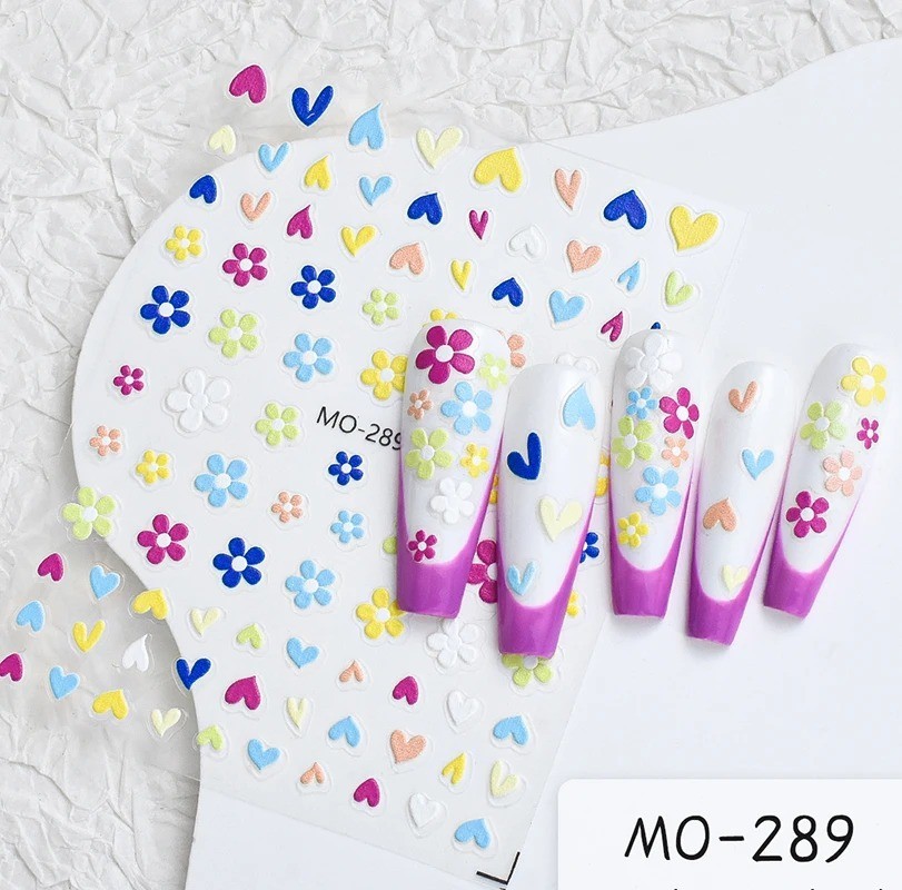 5D Embossed Floral Nail Art Stickers — Decals for Manicure Decoration