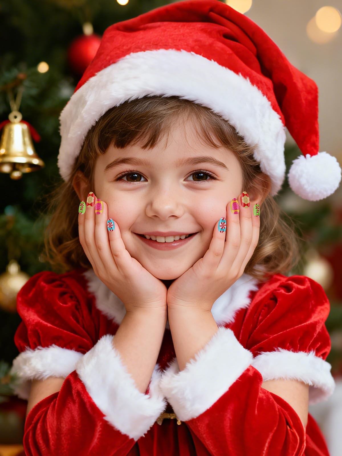 72 Pieces Christmas Press on Nails for Kids, EBANKU 3 Pack Kid Fake Nail | Ki…