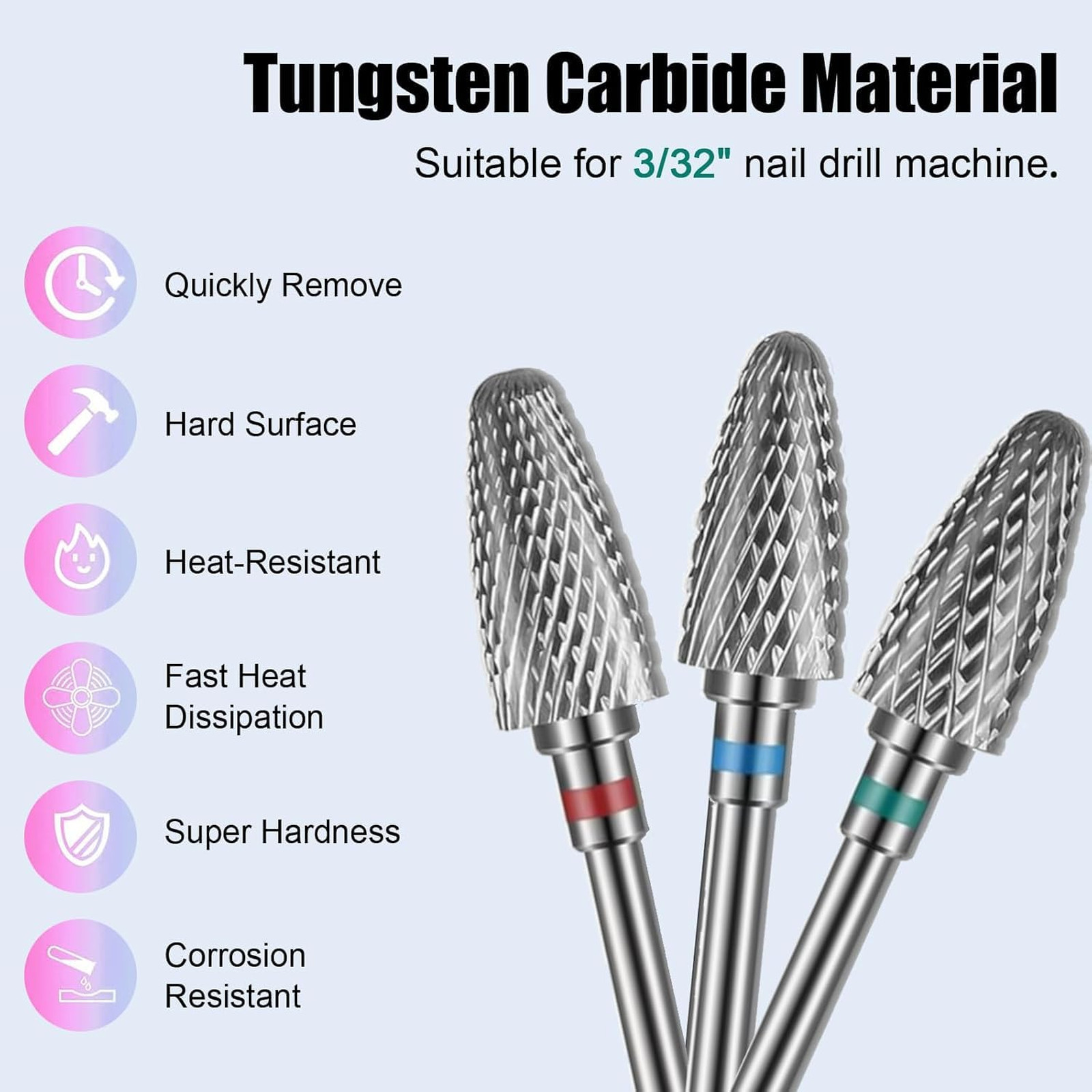 13Pc Nail Drill Bits Set, Tungsten Carbide and Ceramic Efile Nail Drill Bits
