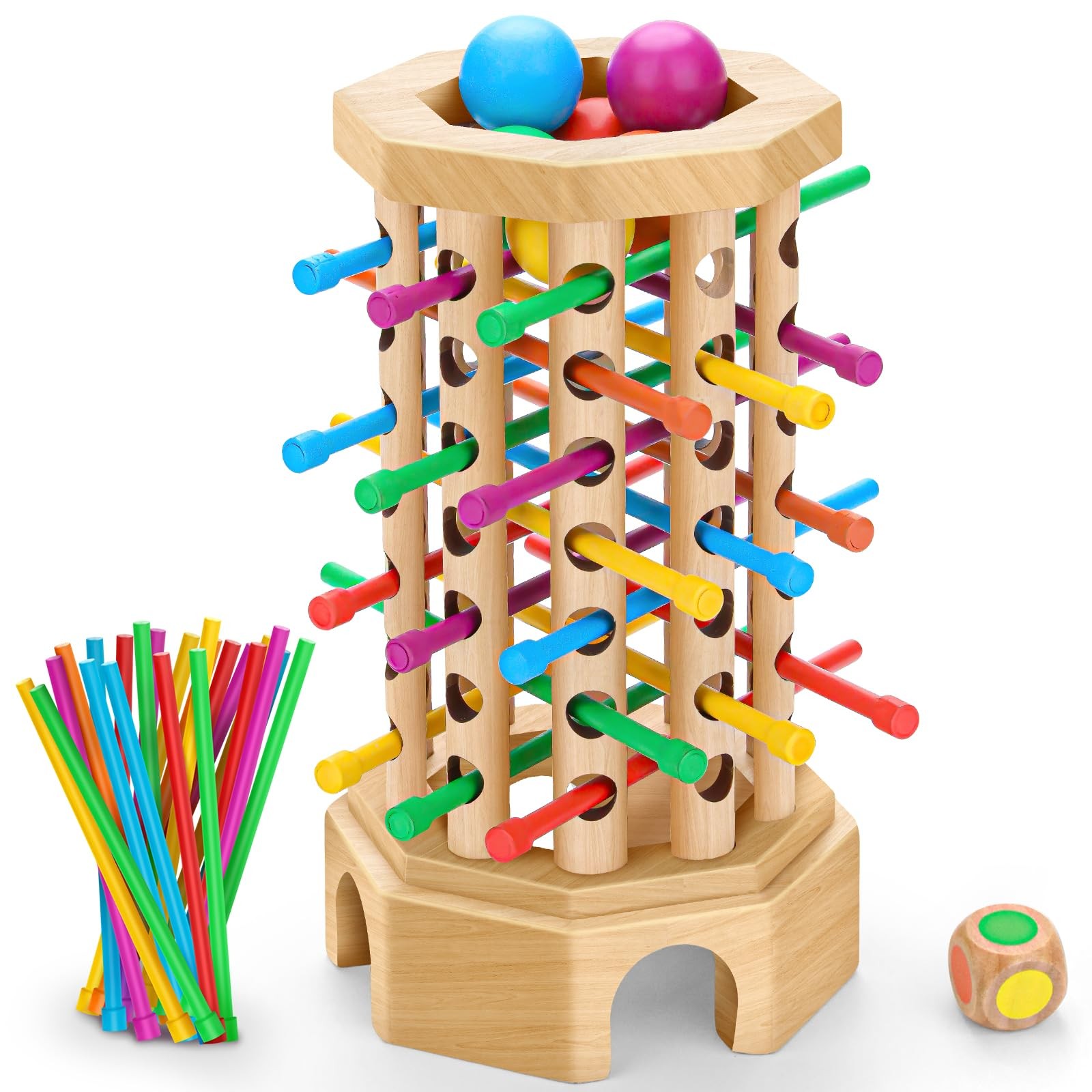 Montessori Wooden Board Game for Kids 3-6 12 inches x 5 inches, Colorful