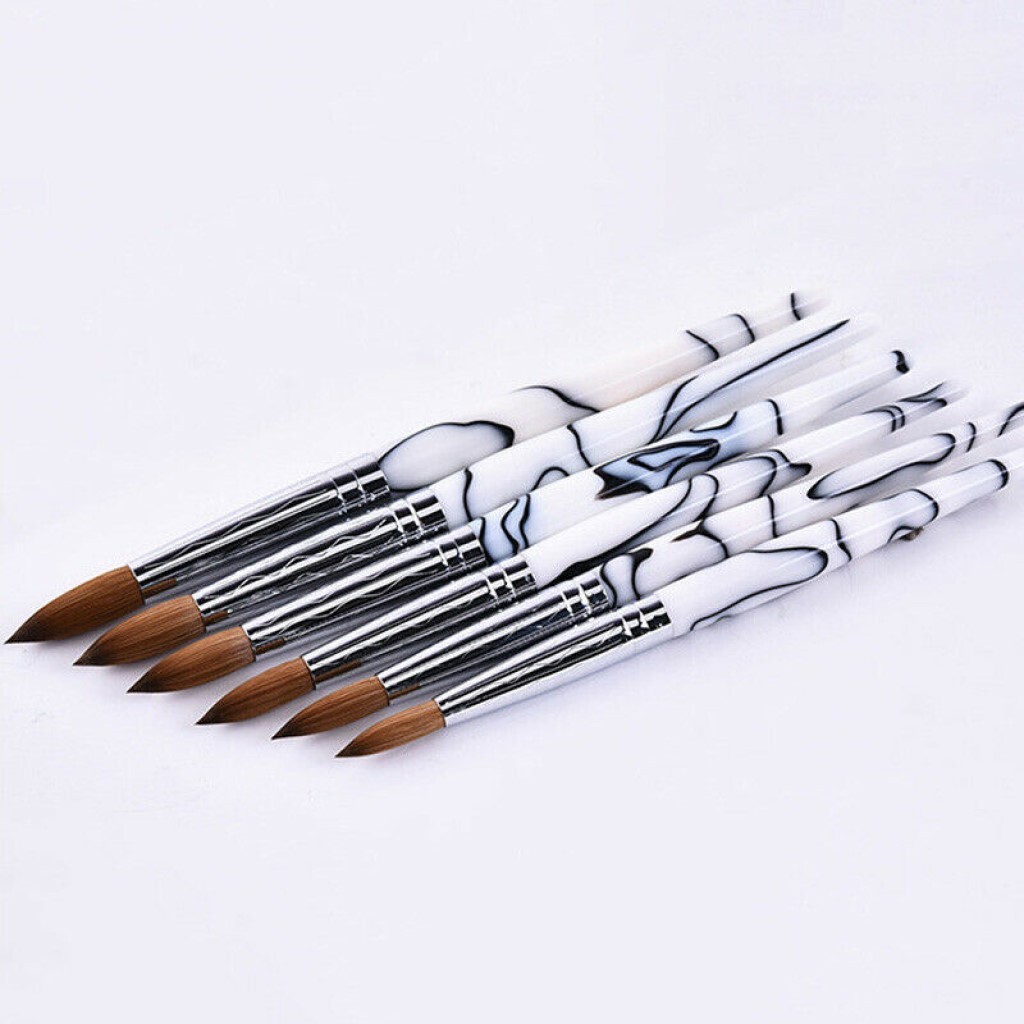 Black/White Marble Kolinsky Nail Brush For Acrylic Application Extension 6-24