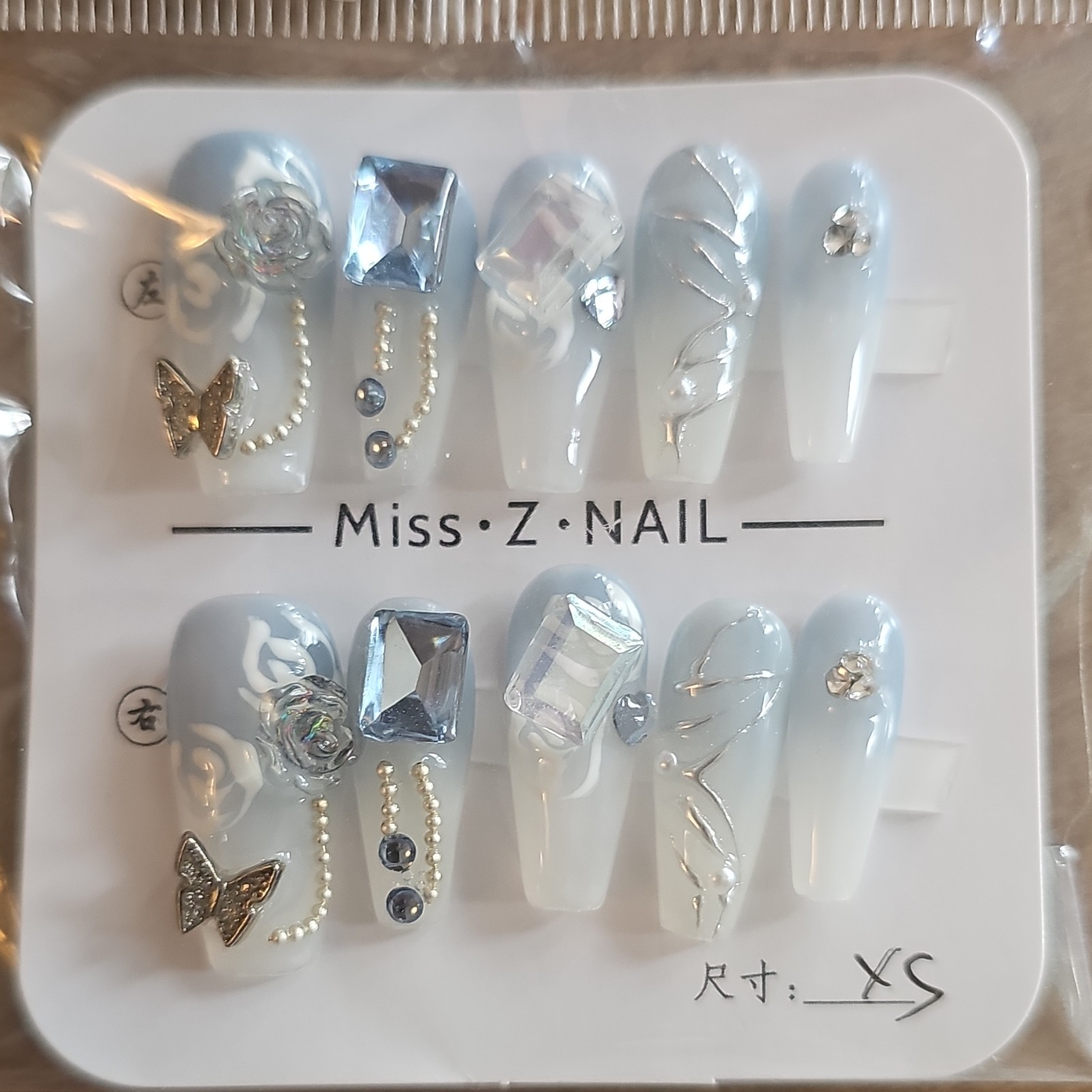 10 Sets Handmade Press On Nails Mixed Designs Bling Charms Glossy/ Full Cover