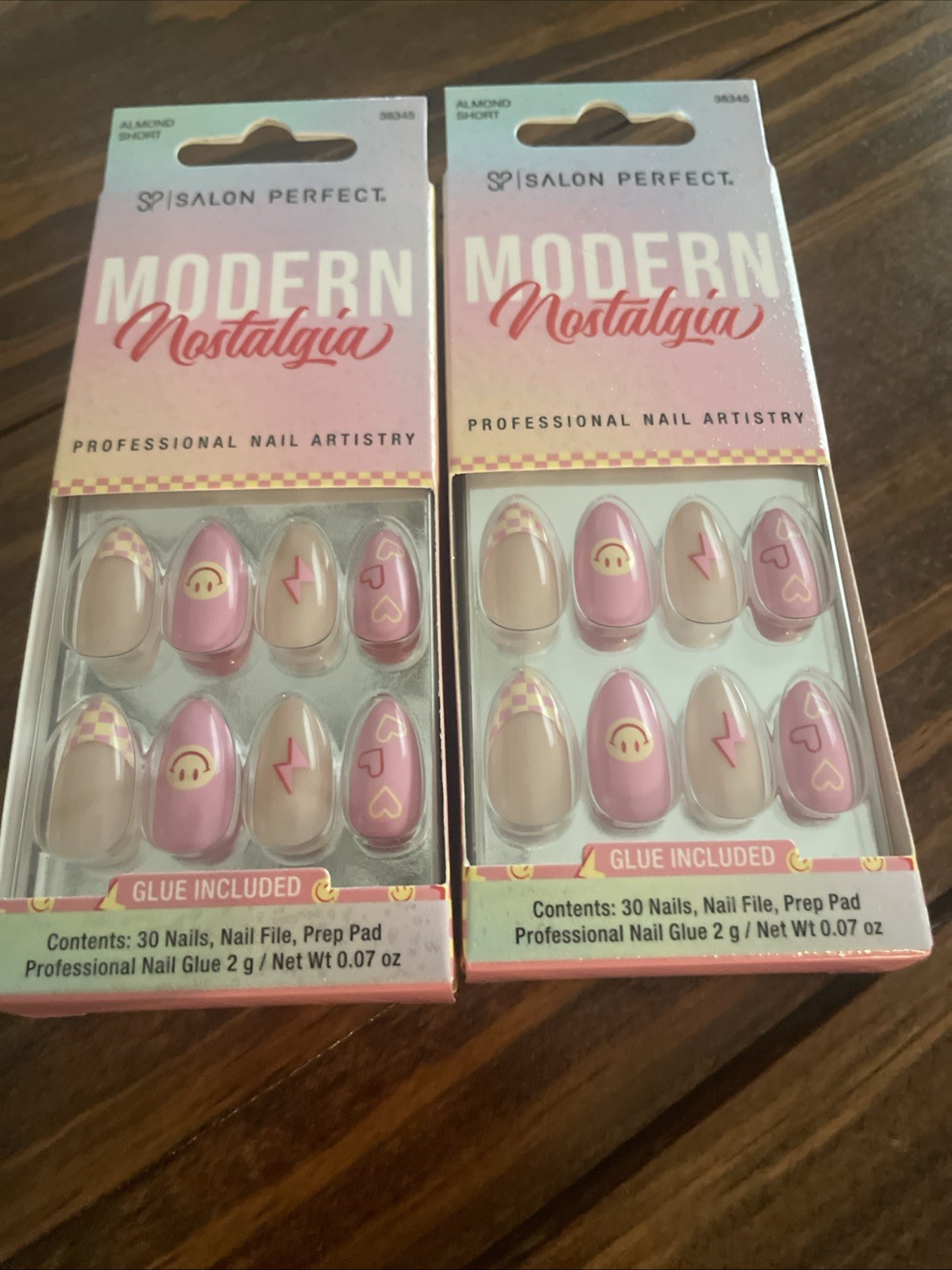 Salon Perfect Press On Nails Modern Nostalgia Almond Short 2 Packs NIB