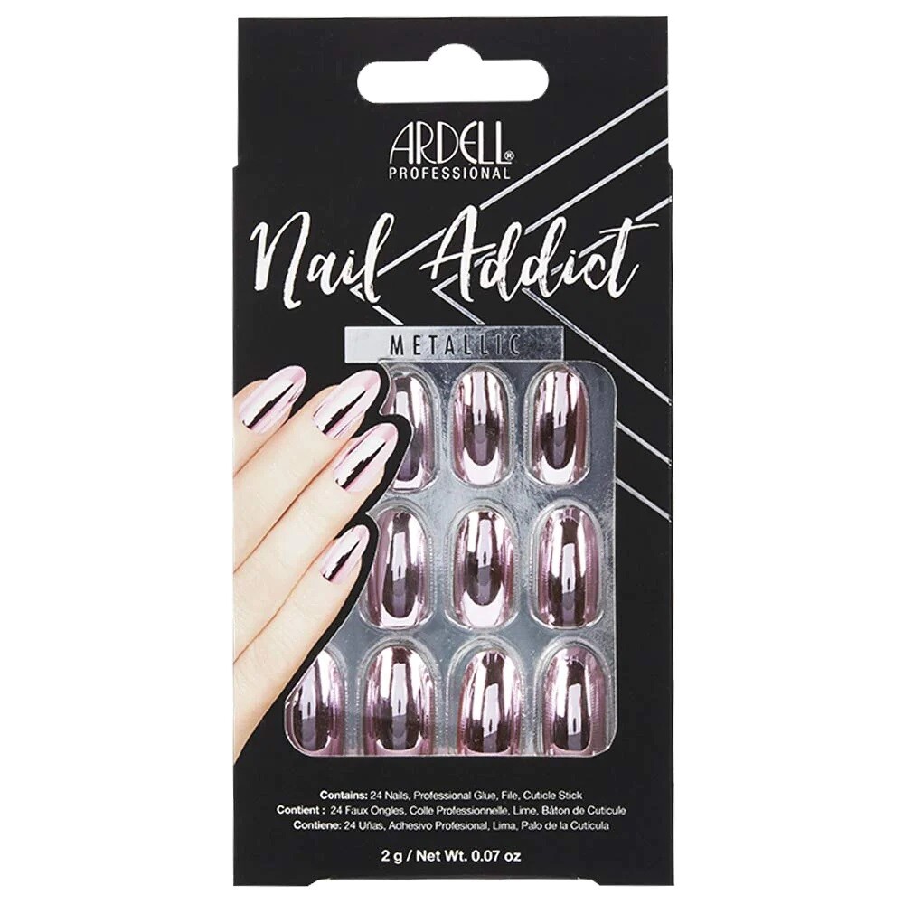 Ardell Nail Addict Press-On Nails Set Metallic Pink