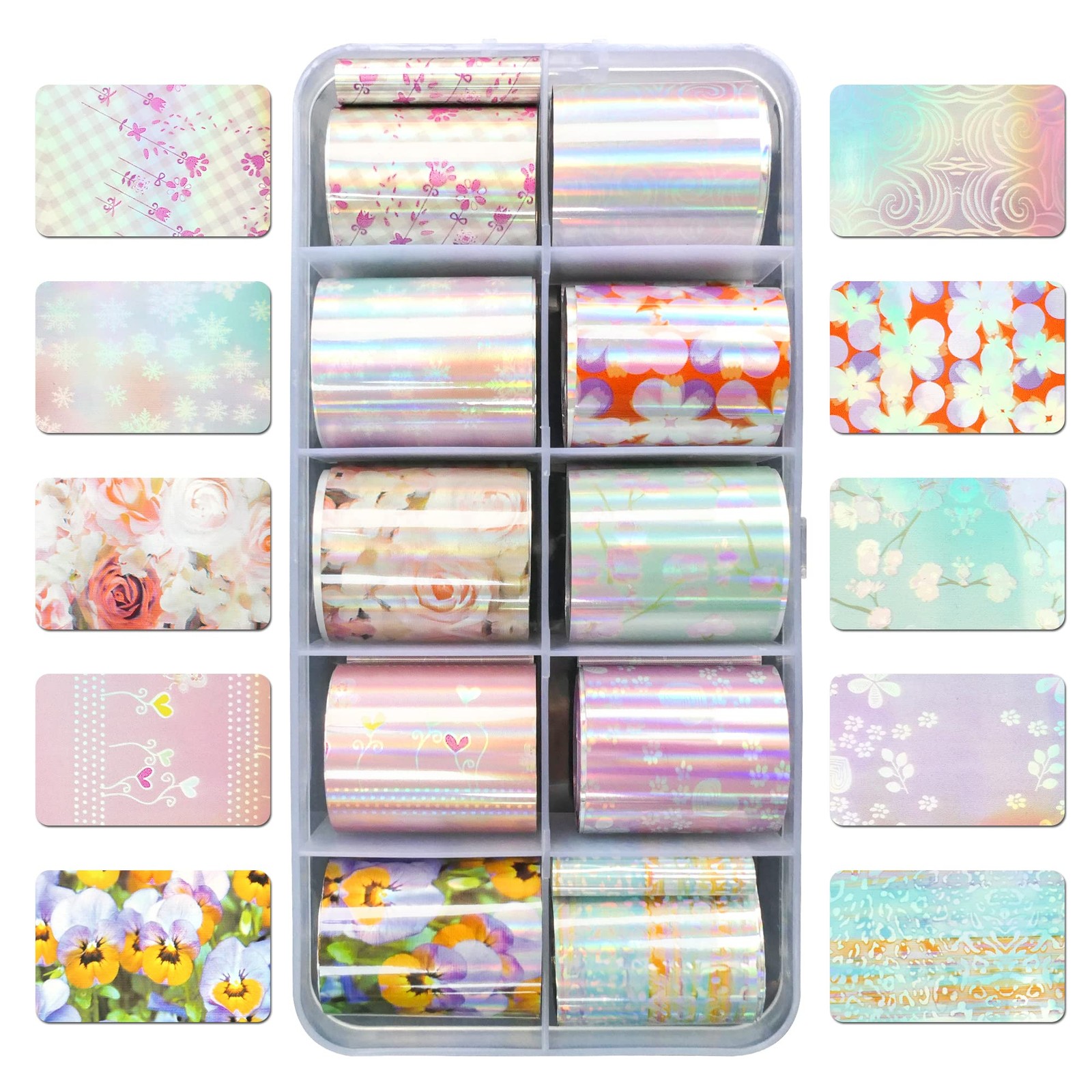 AddFavor 30 Roll Nail Foil Transfer Sheets Holographic Colorful Multicolor