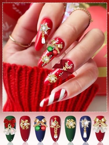 32 PCS Christmas Nail Art Charms Alloy 3D Dangle Nail Art Christmas Bell