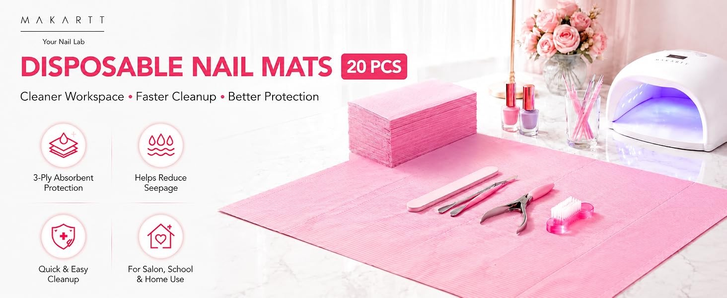 Disposable Nail Mats: 20 Pcs Foldable Nail Paper Towels for Table Acrylic