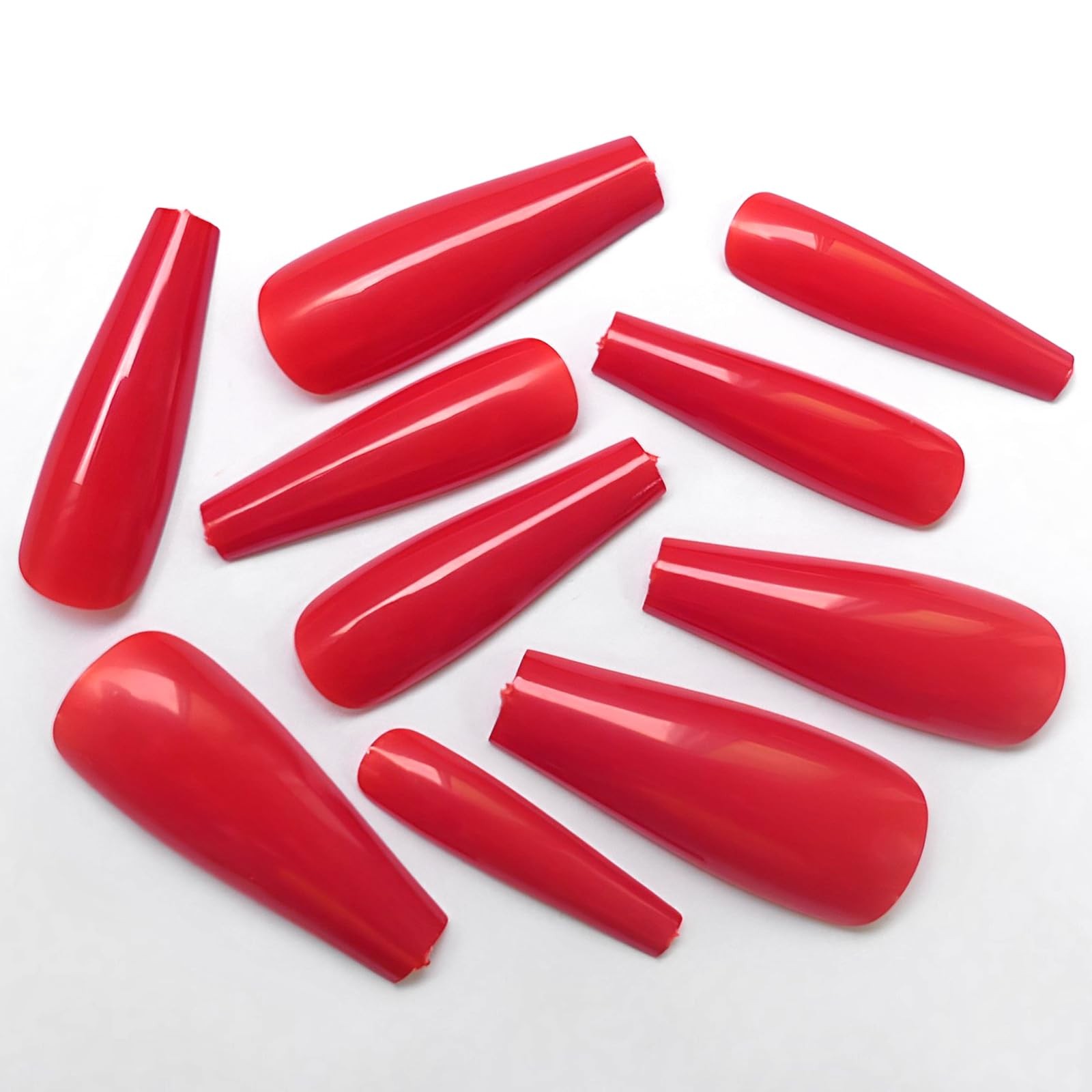 Lifextol 120pc Coffin Press on Nails Medium Length Colored Long Ballerina Red…
