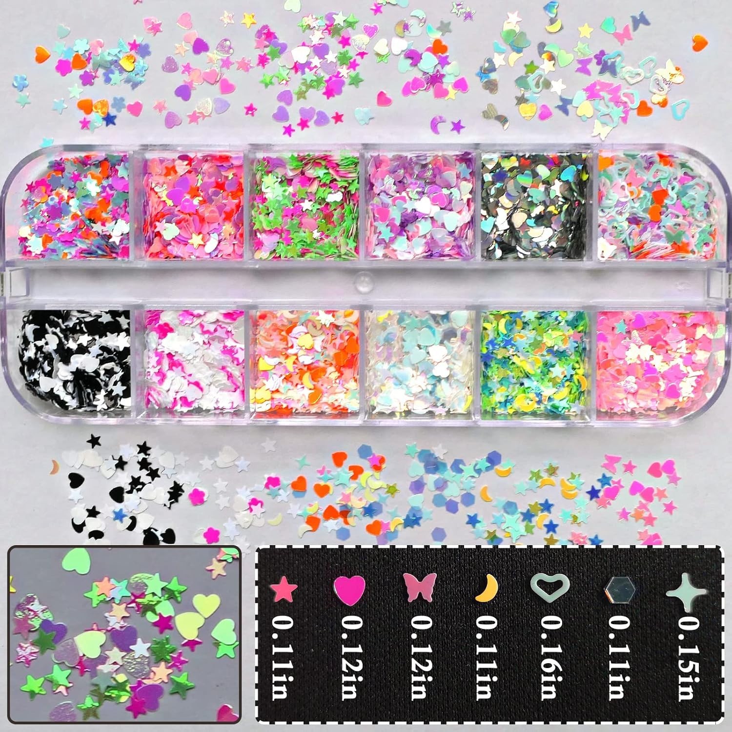 Gorgeous Luminous Nail Glitter Set in 4 Vibrant Boxes for Artistic Designs