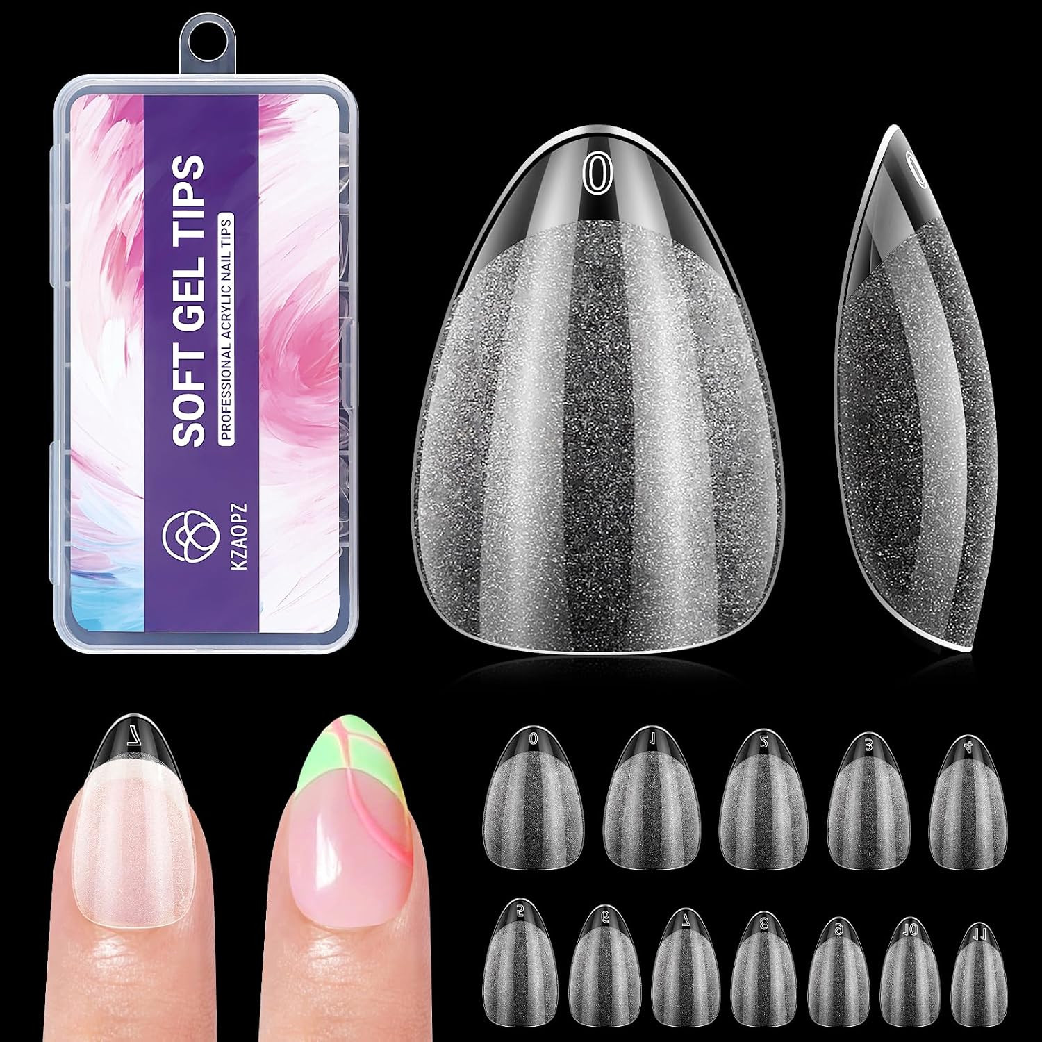 Short Almond Gel Nail Tips: 240 PCS Pre-Shaped False Acrylic Nail Tips Clear Fak