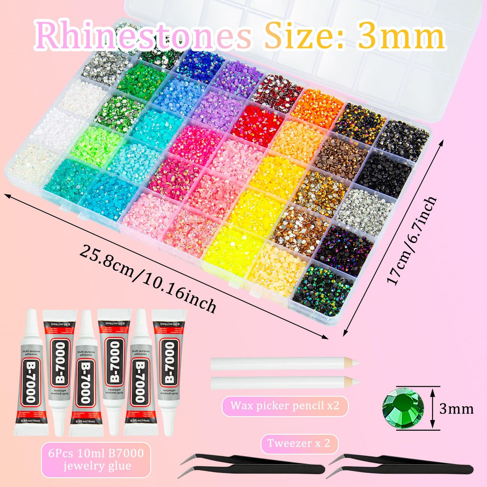 87600Pcs Resin Jelly Rhinestones for Bedazzling, 40 Colors 3mm Multicolor Fla…