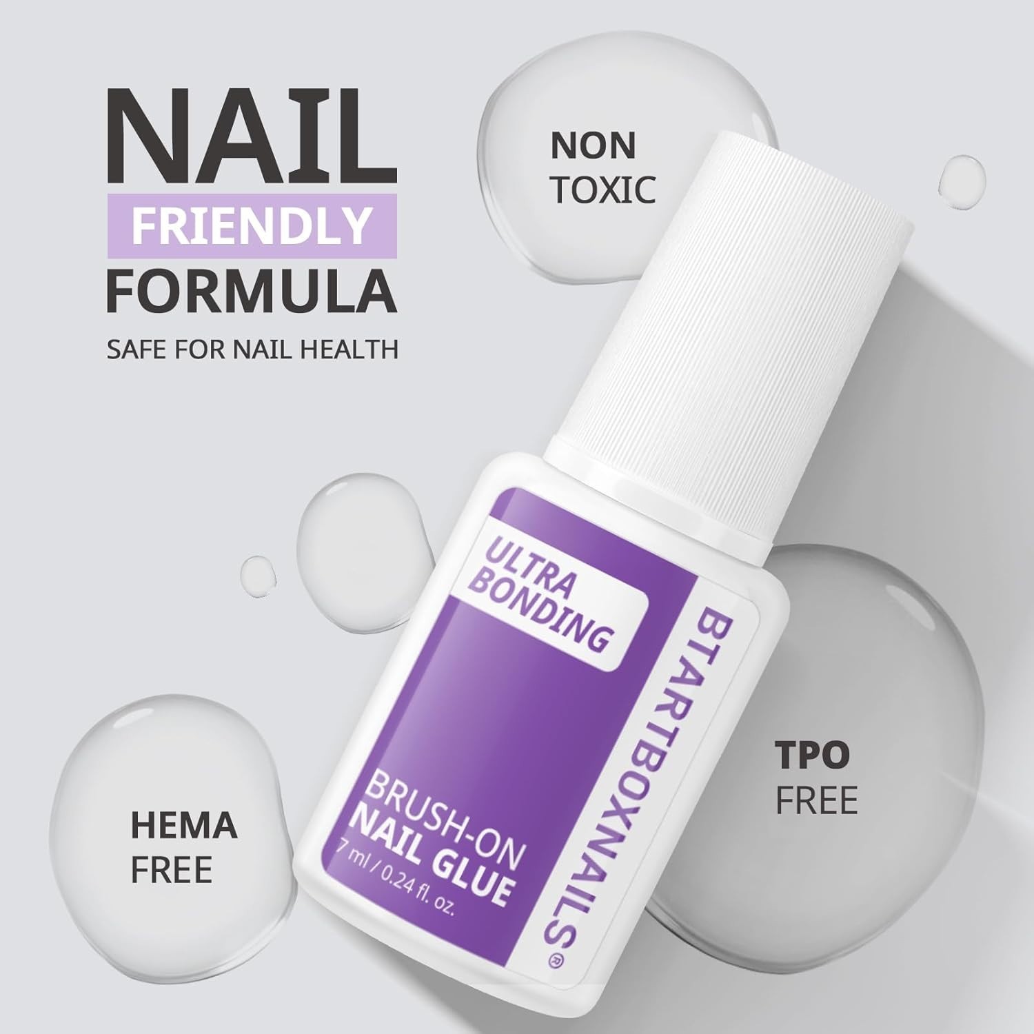 Nail Glue for Press Ons – Brush on Glue for Nail Tips & Acrylic Fake Nails, H…