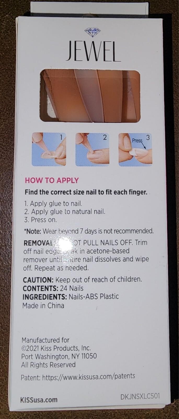 Kiss Jewel Glamour Nails X 2 Pks. 24ea. Extra Long Coffin Gingerbread DKJNS07