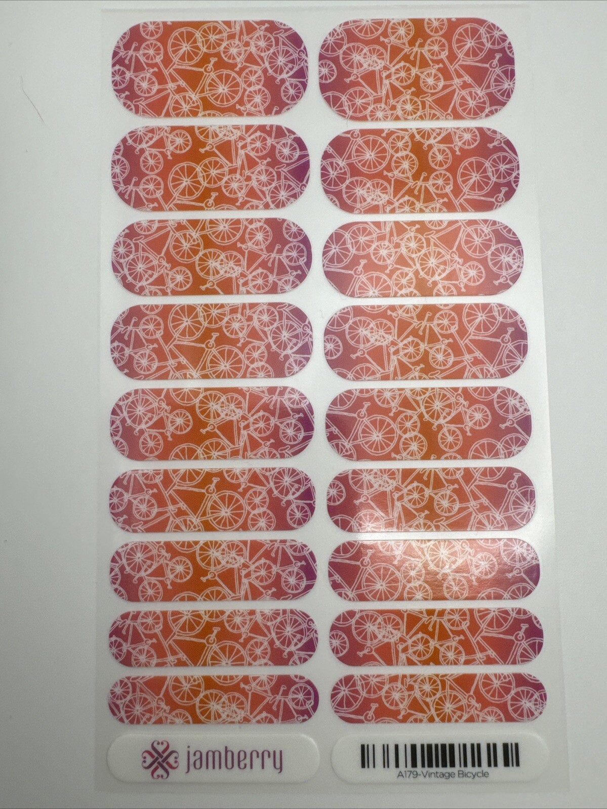 Jamberry Nail Wraps Vintage Bicycle Full Sheet (pink ombré/hobby)