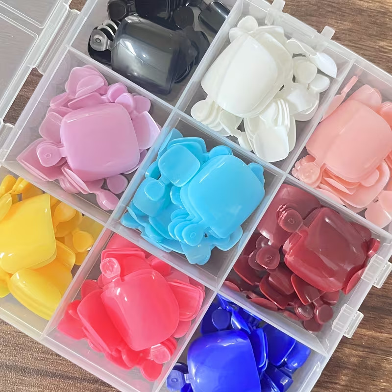 216 pcs Acrylic Foot Nail Full Coverage Nail Stickers, 9 Colors, Summer Colors
